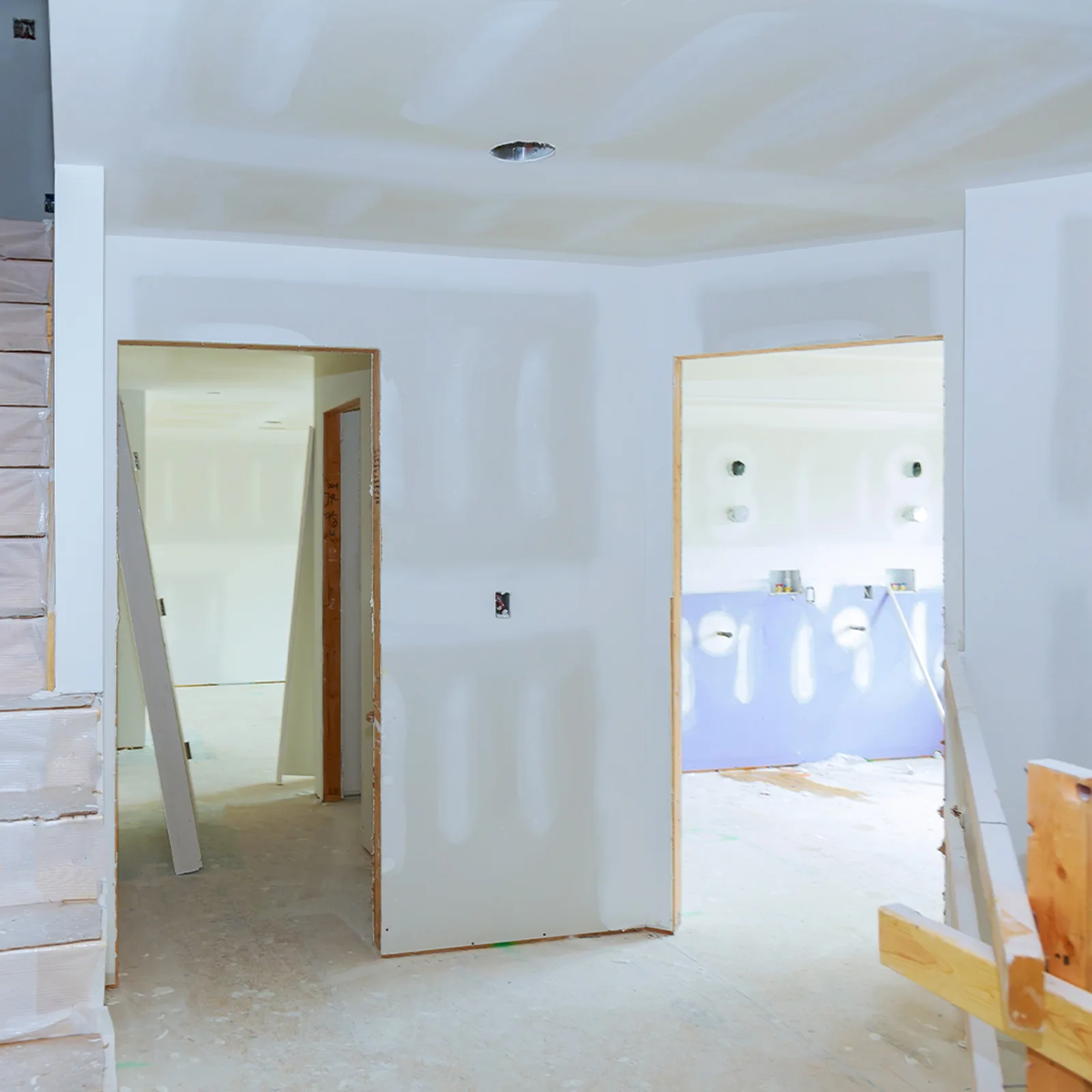 Freshly painted interior walls and trim
