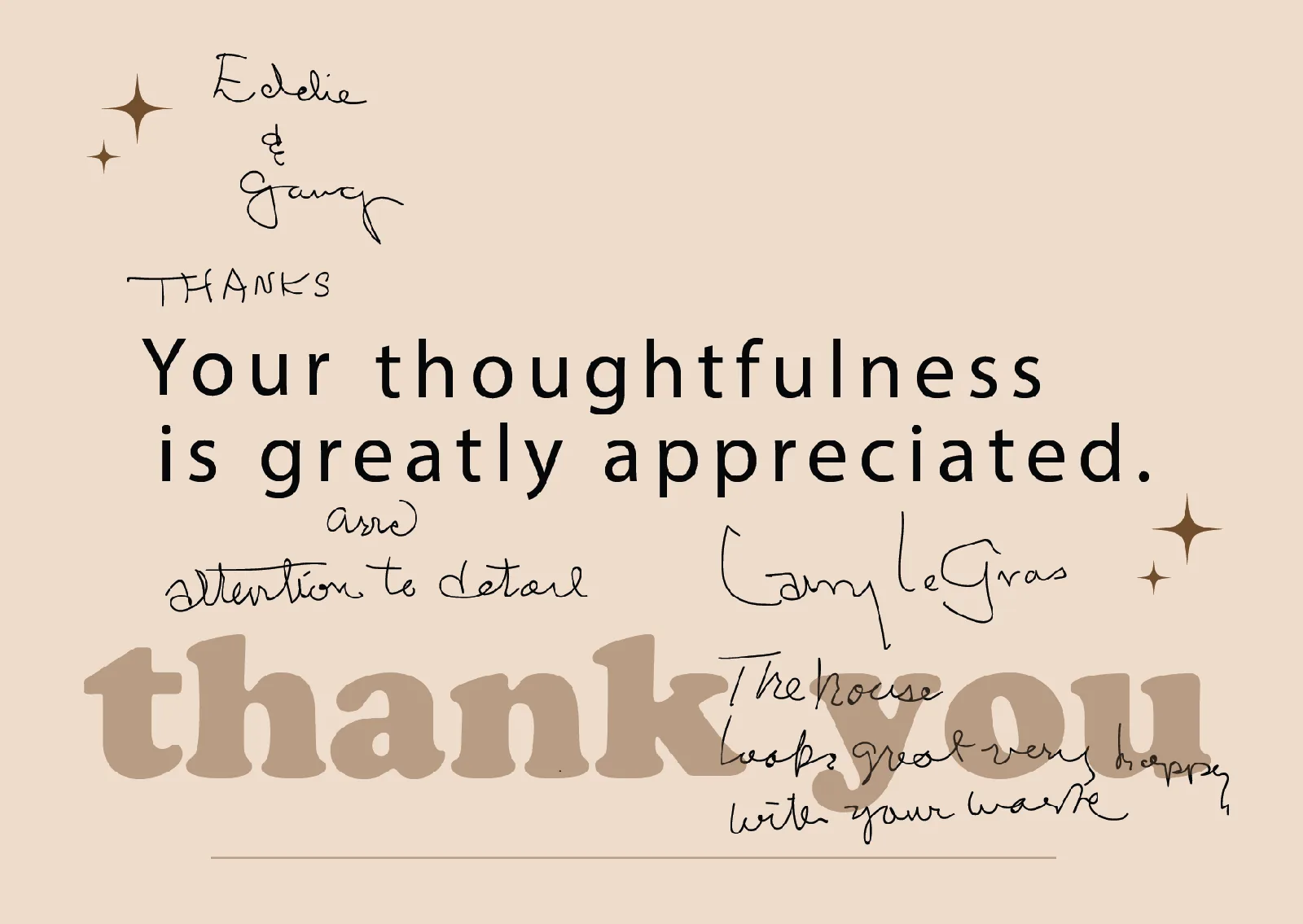 Handwritten thank-you card from an Eddie Navarro Painting customer